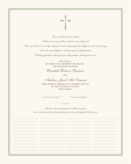 Quaker Style Wedding Certificates And Commitment Ceremony - 442x550 - gif Marriage Commitment Certificates